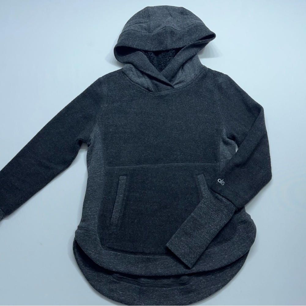 Alo Yoga Hoodie Womens Small Sherpa Lined Hood Pockets Polyester Cotton Rayon